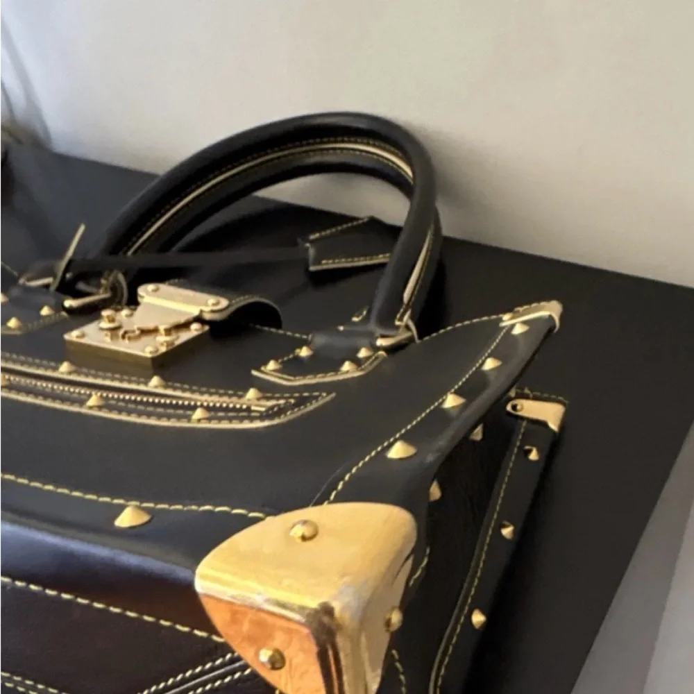 Louis Vuitton Black Leather Satchel with Gold Hardware - Picture 8 of 15